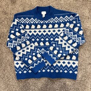 H&M blue and white sheep sweater